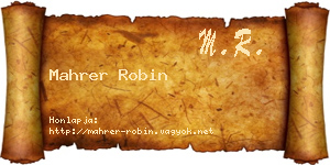 Mahrer Robin névjegykártya
